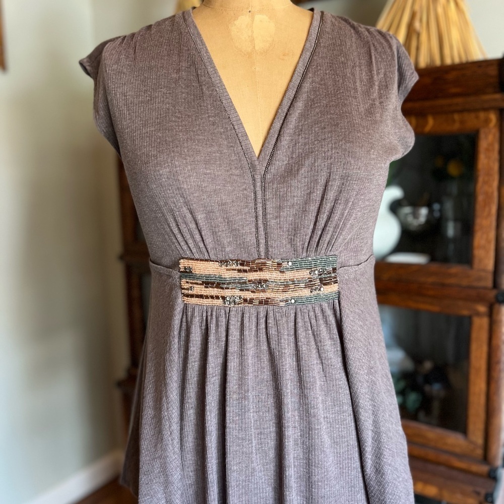 Anthropologie Deletta ribbed top with stunning beaded detail at waist small - Picture 3 of 9